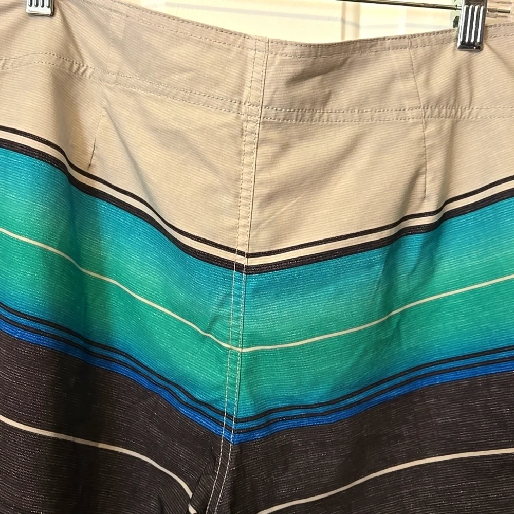 Goodfellow & Co, Shorts, Bermuda, Striped, Teal, Ombre, Lightweight, Velcro Fly